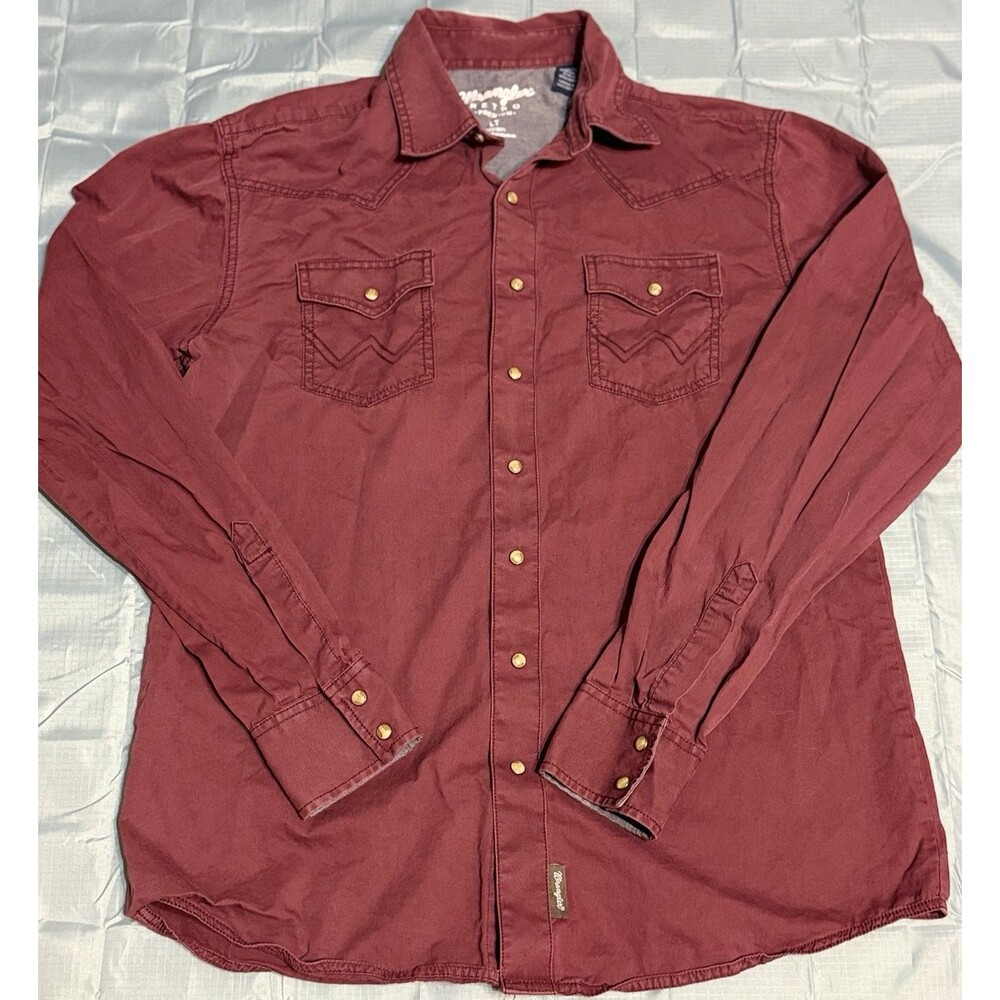 Wrangler Retro Premium Long Sleeve Western Cowboy Pearl Snap Shirt Large Tall